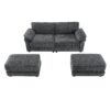 Free Combination Modular Convertible Sectional Sofa Bed Set, 4 Seat Upholstered Sleeper Corner Couch, Deep Seat Loveseat With Ottoman - Gray - Image 3