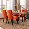 Nikki - Modern, High-End Tufted Solid Wood Contemporary Velvet Upholstered Dining Chair With Wood Legs Nailhead Trim (Set of 2) - Orange - Image 14