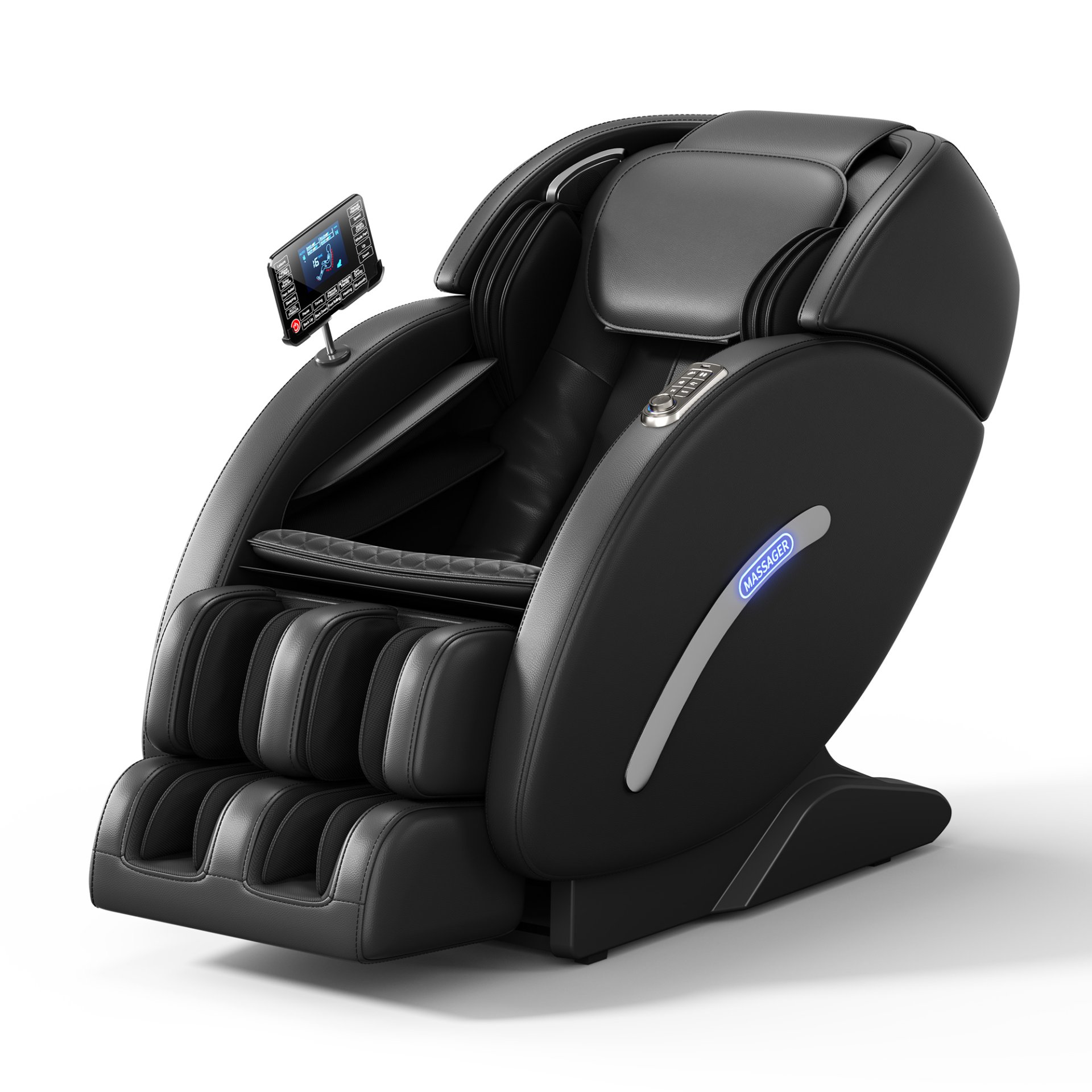 Full Body Massage Chair, Full Body Zero Gravity With 3D Massage Mechanism, 6 Auto Massage Mode, Waist And Calf Heater, Foot Roller, Bluetooth Speaker - Black - Image 14