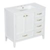 Vintage Style 36" Bathroom Vanity With Sink, Soft Closing Door, 4 Different Size Drawers Frame - White - Image 16