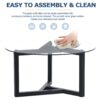 Round Glass Coffee Table Modern Cocktail Table With Tempered Glass Top & Sturdy Wood Base - Black - Image 5