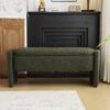 Elegant Long Shaped Storage Ottoman Bench, Boucle Material, Simple And Grand Design - Dark Green - Image 9