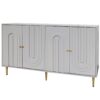 Modern Lacquered 4 Door Wooden Cabinet Sideboard Buffet Server Cabinet Storage Cabinet, For Living Room, Entryway, Hallway, Office, Kitchen And Dining Room - Gray - Image 8