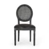French Country Dining Chair (Set of 2) With Cane Backrest - Black - Image 6