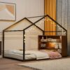 Full Size Bed House Frame With Shelves And Lights - Black - Image 11