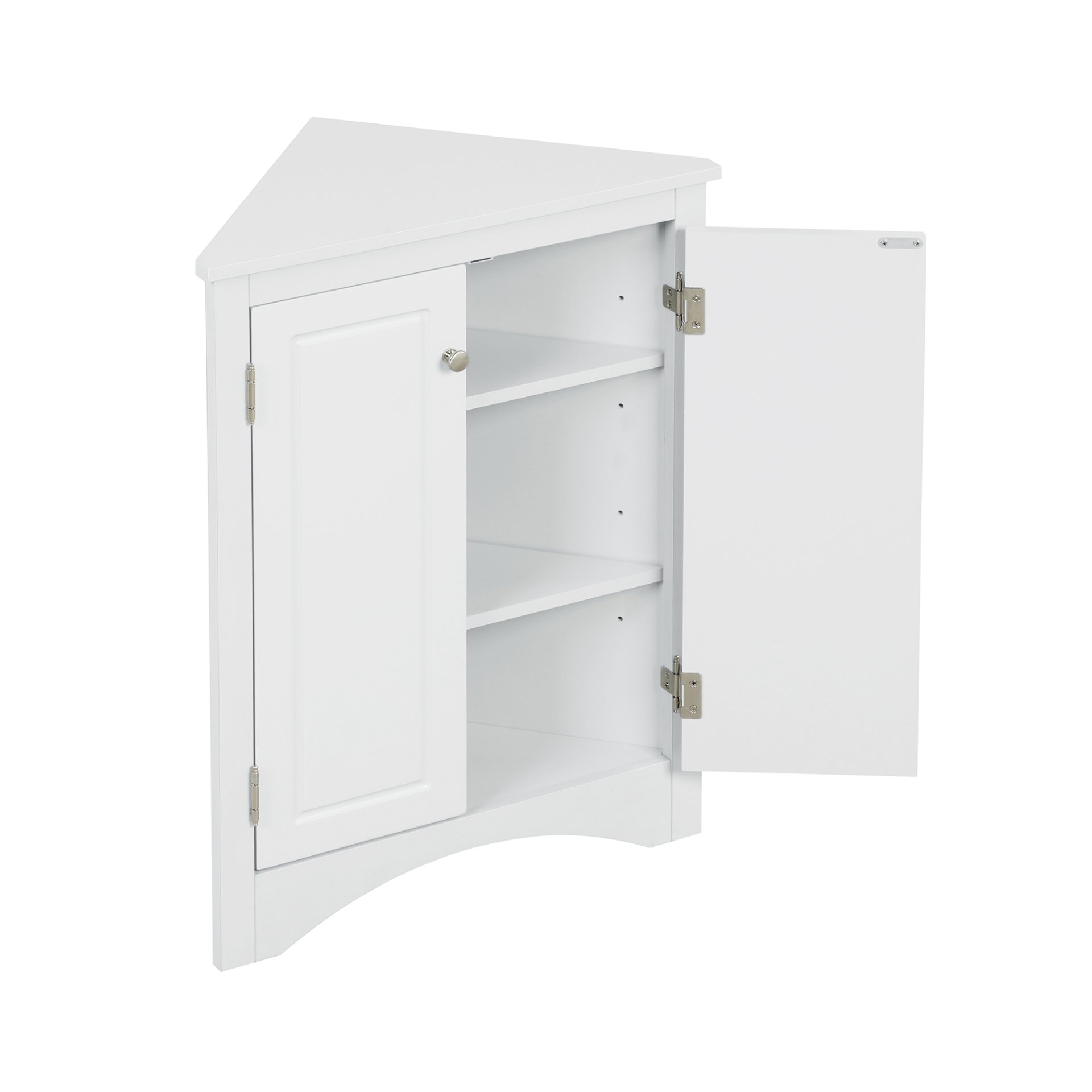 Triangle Bathroom Storage Cabinet With Adjustable Shelves, Freestanding Floor Cabinet For Home Kitchen - White - Image 19