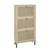 Modern Freestanding Rattan 3 Door Shoe Rack Storage Cabinet For Entryway - Natural Particle Board - Image 6