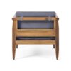 Outdoor Club Chair With Recessed Arms And Cushions - Dark Gray / Teak - Image 8
