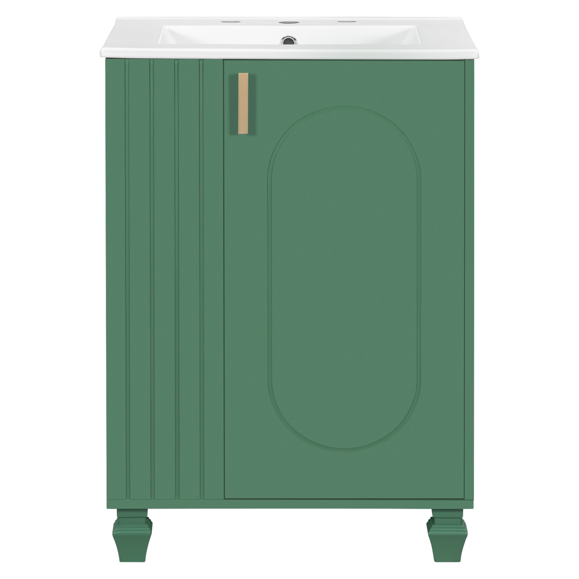 Classic Retro 24" Bathroom Vanity With Sink, Door Shelf, Side Open Storage Frame - Green - Image 11
