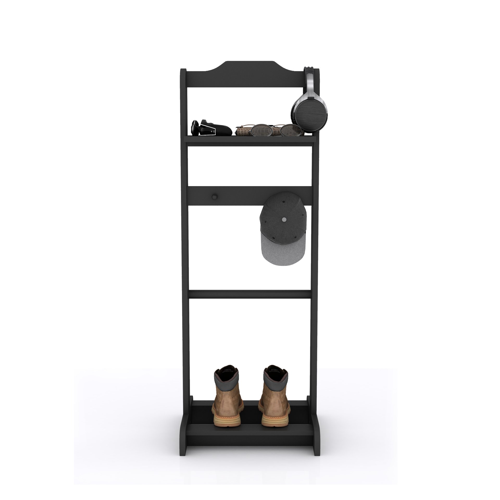 Accent Portable Garment Rack, Clothes Valet Stand With Storage Organizer - Black - Image 9