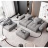 Modern Oversized Modular Sectional Sofa, Sparkling Fabric Soft Cushion Sofa With 6 Pillows, 6 Pieces Diy Combination Tufted Sofa, No Assembly Required - Gray - Image 7
