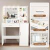 Vanity Desk With Mirror And Adjustable LED Lights, 3 Lighting Modes, Drawer And Storage Cabinet - White - Image 12