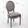 French Style Solid Wood Frame Antique Painting Linen Fabric Rattan Back Dining Chair (Set of 2) - Gray - Image 2