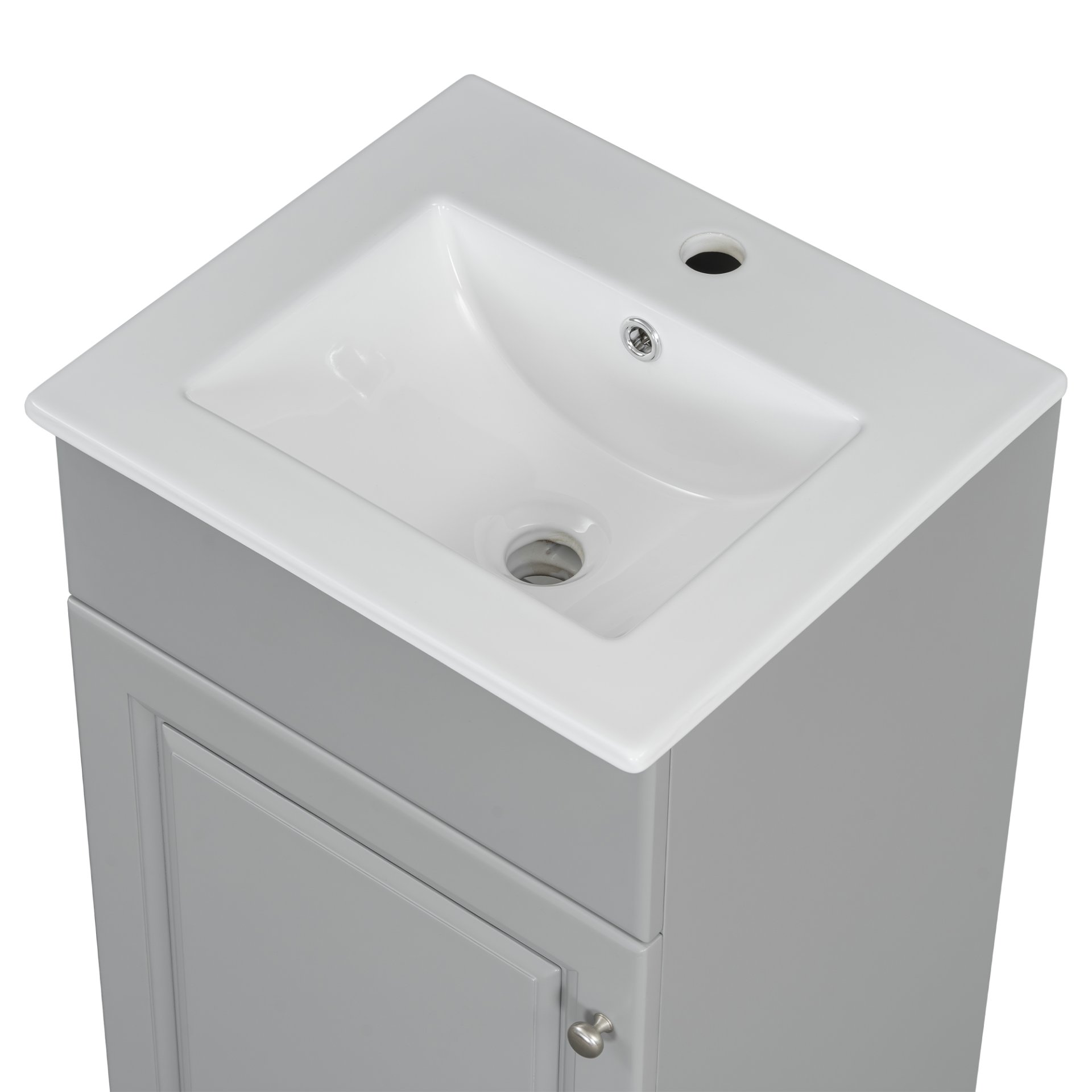 Bathroom Vanity With Sink, Vanity Cabinet With Door Shelf And Adjustable Shelf - Gray - Image 15