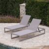 Outdoor Chaise Lounge (Set of 2) With Adjustable Aluminum Frame And Textilene Mesh Seating - Gray - Image 6