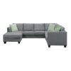 Sectional Sofa Couches Living Room Sets, 7 Seats Modular Sectional Sofa With Ottoman, L Shape Fabric Sofa Corner Couch Set With 3 Pillows - Gray - Image 6