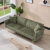 Modern Corduroy Sofa Bed, Foldable Double Sofa With Armrests - Green - Image 4