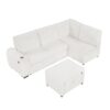 Sectional Sofa Pull Out Sofa Bed L - Shaped Sofa With Movable Ottoman And Stool, Large Storage Space, A Cup Holder, And 2 USB Ports For Living Room - Creamy White - Image 17