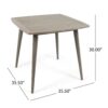 Modern Outdoor Square Acacia Wood Table With Straight Legs - Gray - Image 3