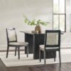 Modern Solid Wood Dining Chair With Rattan Inset Back (Set of 2) - Black - Image 4