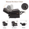 3 Pieces Recliner Sofa Sets Home Theater Seating Manual Recliner Chair With Center Console And Led Light Strip For Living Room - Brown - Image 6