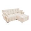 Modern Fabric 2 Seater Sofa With Ottoman Minimalist Design - White - Image 9