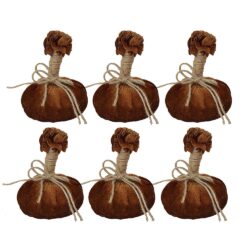 Pumpkin Ornament For Holiday Harvest Festival Fall Festival & Thanksgiving (Set of 6) - Brown Multi