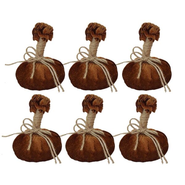 Pumpkin Ornament For Holiday Harvest Festival Fall Festival & Thanksgiving (Set of 6) - Brown Multi