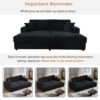 Oversized Loveseat Chaise Lounge Sectional Sofa Bed Corduroy Sleeper Sofa With 2 USB Ports, 2 Cup Holders And 2 Throw Pillows For Living Room And Bedroom - Black - Image 7