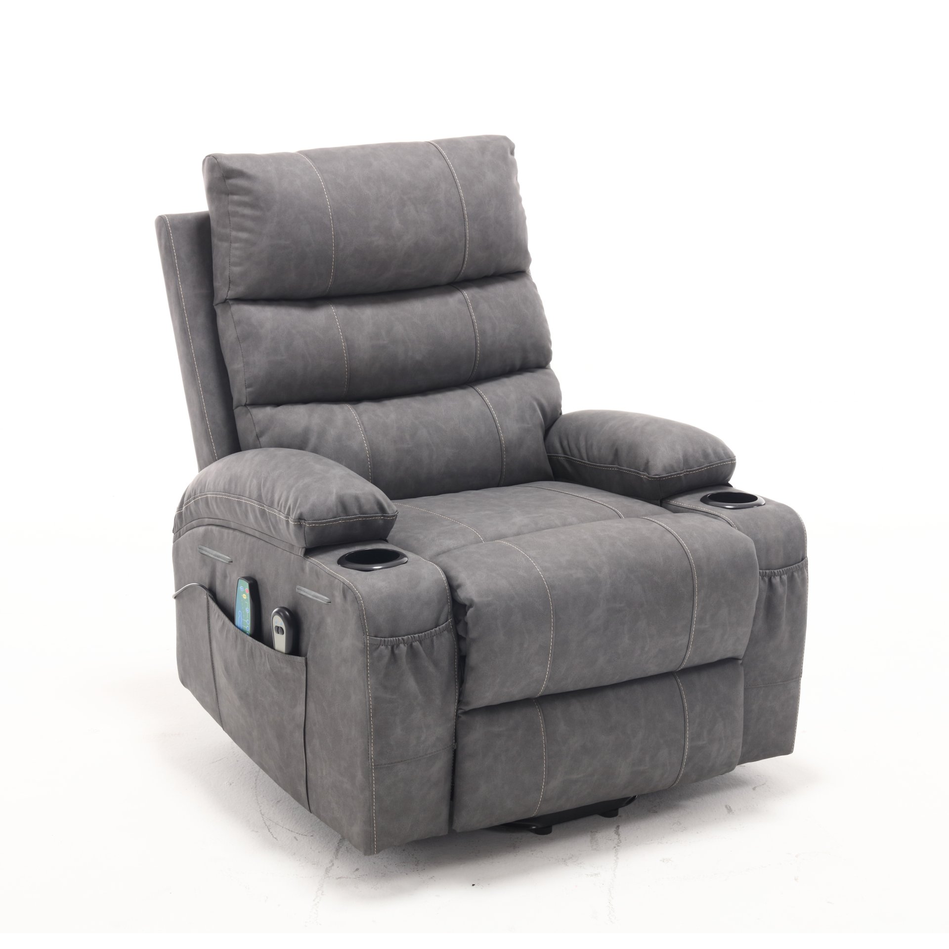 Electric Power Lift Recliner Chair Sofa With Massage And Heat - Gray - Image 5