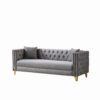 3 And 3 Seater Deep Seat Sofa With Button Nailhead And Square Arm Design - Gray - Image 7