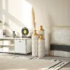 Floor Metal Vase Modern Style Decoration Home Droplet Shaped Metal Vase 3 Piece Set Gorgeous Home Decoration Large Glazed Metal Vase - Gold / White - Image 10