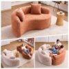 Tai Chi - Curved Dual Depth Loveseat, Full Compression Sponge Sofa - Coral - Image 2