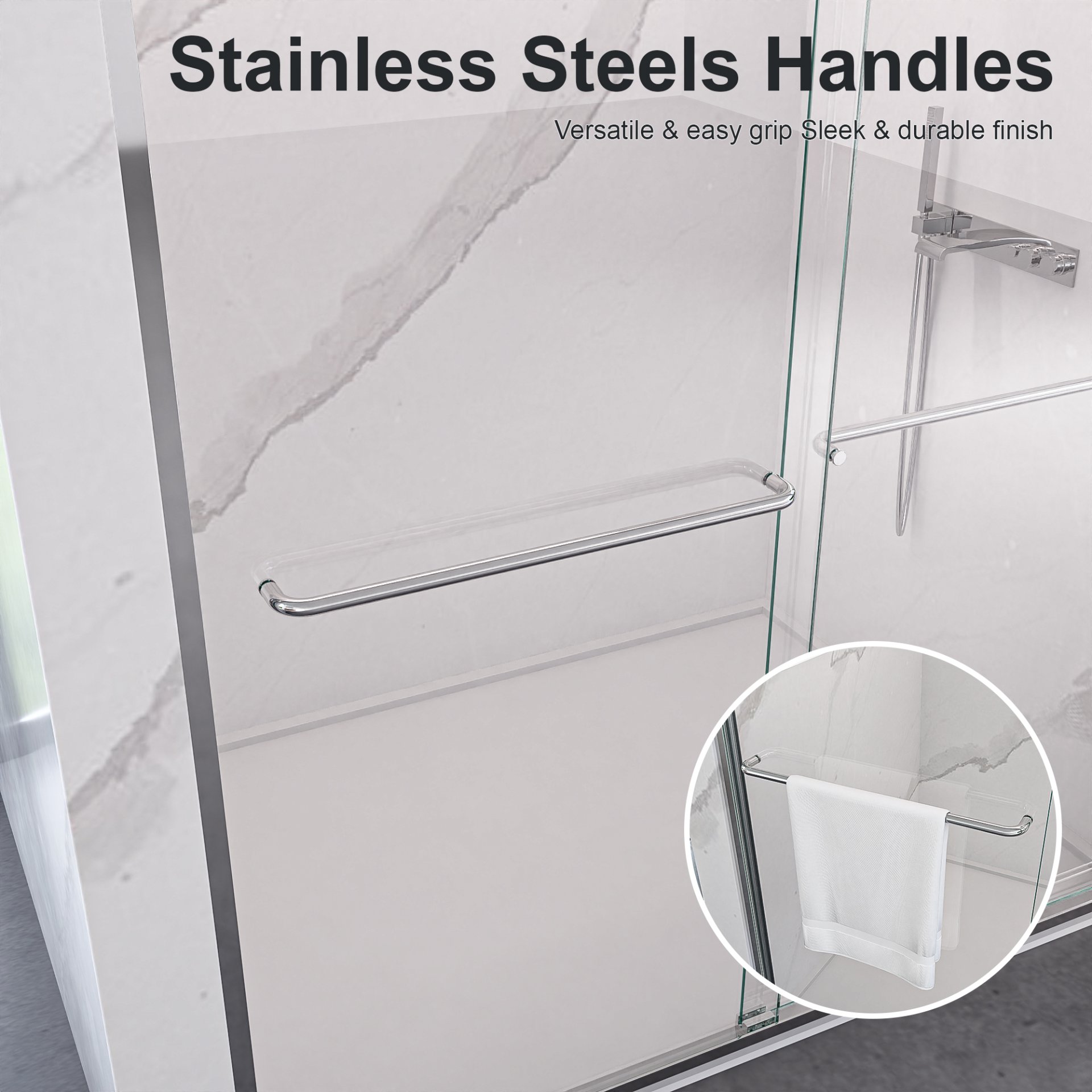 Semi Frameless Double Sliding Shower Door With 6Mm Sgcc Tempered Glass - Chrome - Image 10