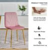 Modern Simple Light Luxury Dining Chair With Gold Metal Legs (Set of 4) - Pink Flannelette - Image 13