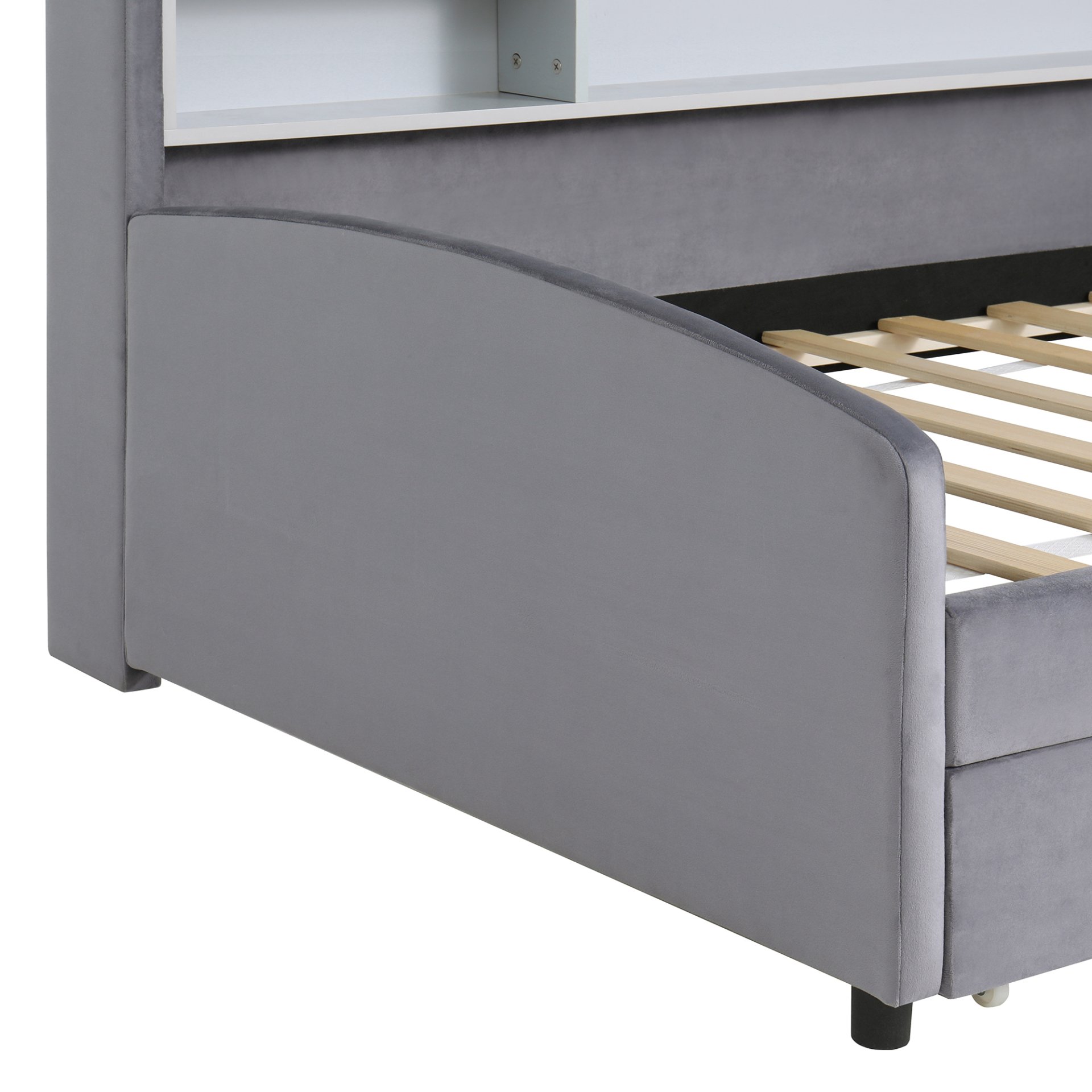 Twin Size Upholstered Platform Bed With Storage Drawers And Headboard - Gray - Image 17