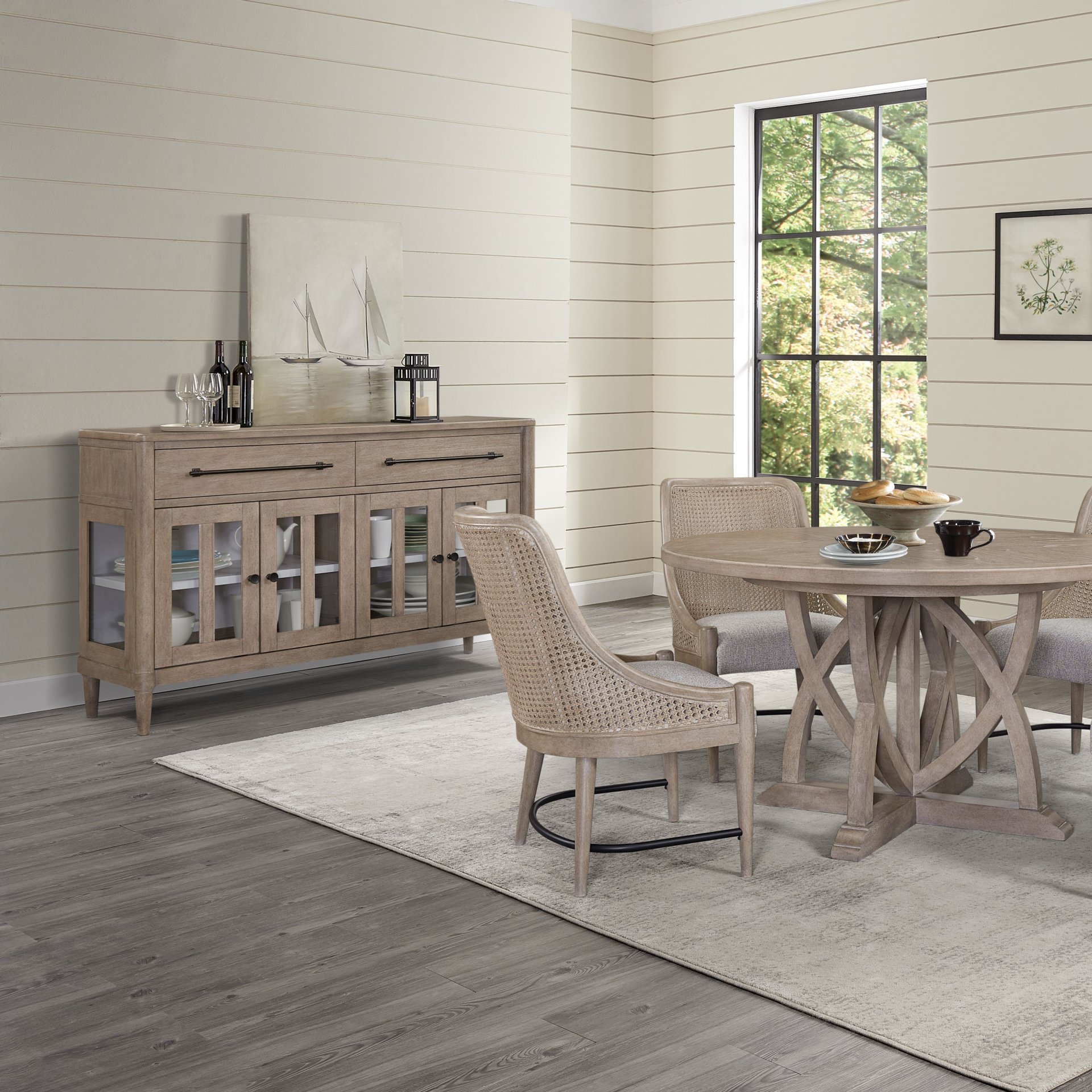 Power Ready - Buffet With Glass Cabinet Doors - Sand - Image 2