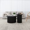Coffee Table (Set of 2), Round Coffee Table, Modern Side Tables Accent End Table For Living Room - Black - Image 4