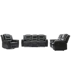 Home Theater Recliner Set Manual Recliner Chair With Wide Armrest, Two Built-In Cup Holders For Living Room - Black