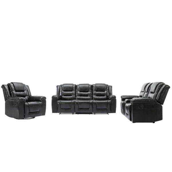 Home Theater Recliner Set Manual Recliner Chair With Wide Armrest, Two Built-In Cup Holders For Living Room - Black
