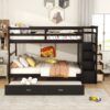 Full Over Full Bunk Bed With Twin Size Trundle And Staircase - Espresso - Image 14