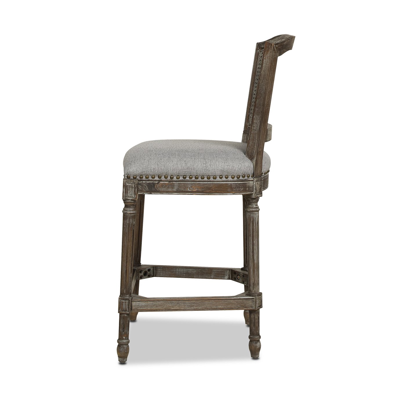 Triomphe - Rattan Wicker High Back Armless Counter Bar Stool - Heathered Gray - Image 12