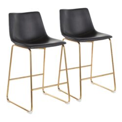 Duke - Contemporary Counter Stool (Set of 2) - Gold / Black