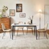 Mid Century Modern Dining Table Round White Sintered Stone Top Heavy Duty Metal Legs Waterproof Surface For Kitchen Dining Room Or Office Furniture - White / Black - Image 2