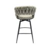 28" Bar Chair Linen Woven Bar Stool (Set of 2) Upholstered With Legs, 360 Swivel, Counter Arm Chairs With Back Footrest - Gray - Image 10
