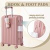 20" / 24" / 28" 3 Pieces / Set Spinner Wheel Luggage, Carry On Suitcase, With Cup Holder & USB Port & Phone Holder - Pink - Image 9