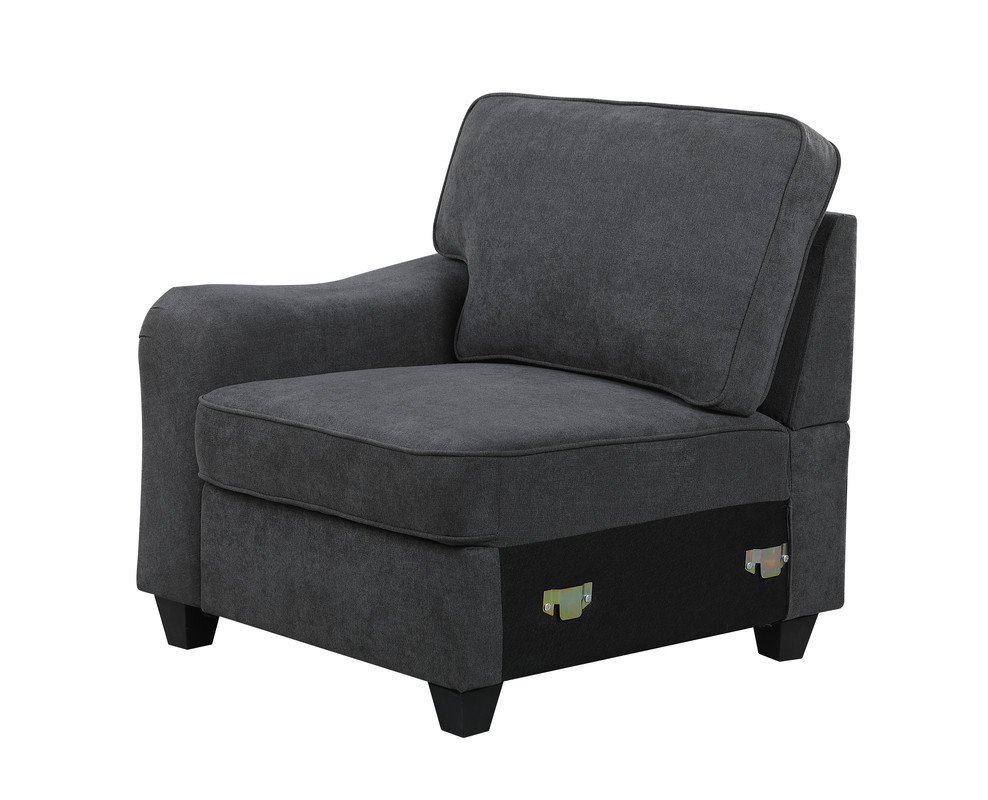 Leo - Woven 8 Piece Modular L-Shape Sectional Sofa And Ottoman - Dark Gray - Image 4