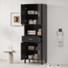 Freestanding Tall Bathroom Cabinet With Soft Close Doors And Adjustable Shelves - Black - Image 2