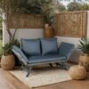1 Pieces Patio Wicker Side Foldable Bench Patio Backyard Conversation Bench Gray Wicker - Dark Gray - Image 4