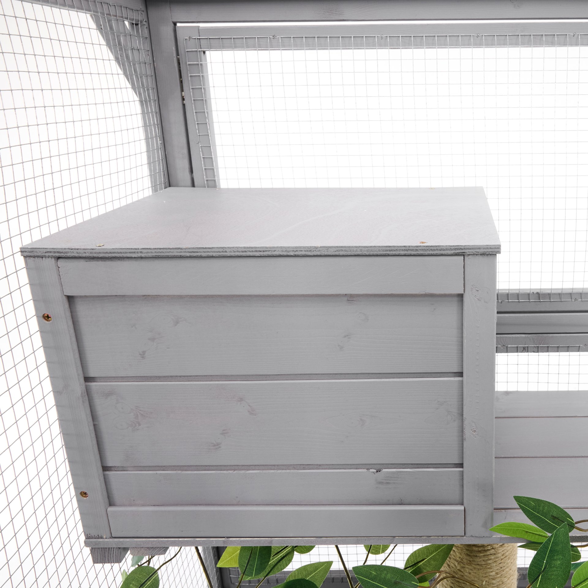 Outdoor Cat House, Diy Cat Enclosure Catio With Double Enter Doors - Light Gray - Image 25